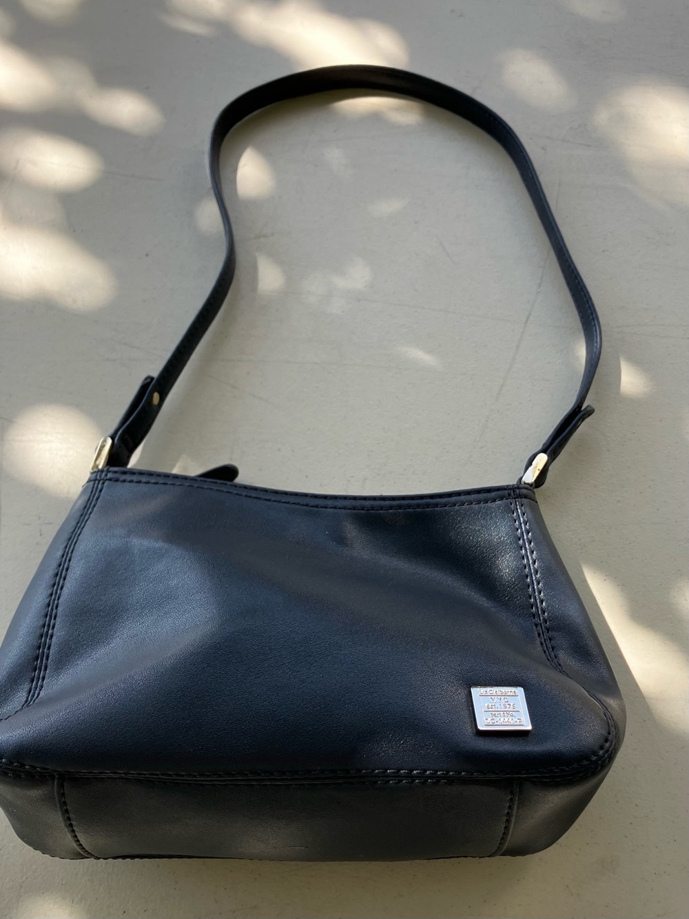 Liz Claiborne Black Shoulder Bag with Gold-Tone Accents